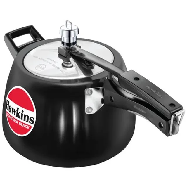 Hawkins Contura Hard Anodised Black Inner Lid Pressure Cooker - With Handle, CB40, 4 l-2.webp